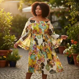 Live 4 Truth Womens Top/dress DRAMATIC Long Back Multicolor Off The Shoulder 3x